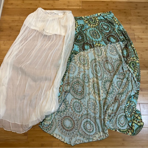 Elegant White and Patterned Skirt Set